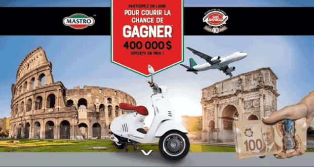 Gagnez 25 voyages en Italie - 10 scooters Vespa - 95 prix de 1000$