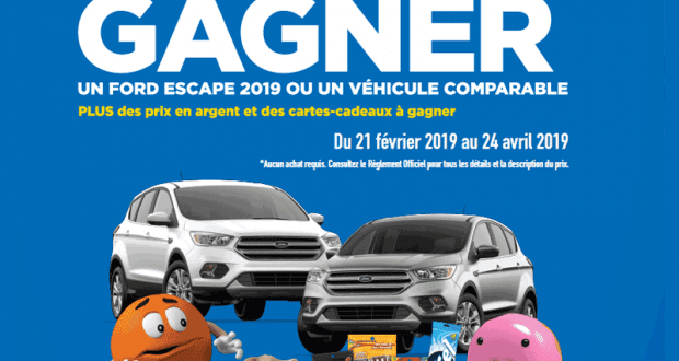 Gagnez 2 Véhicules FORD ESCAPE SE 2019 (35 000 $)