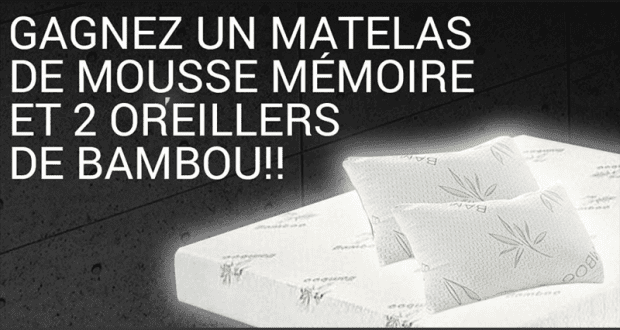 Matelas de mousse mémoire et 2 Oreillers de Bambou