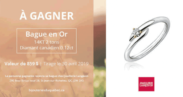 Une Bague en or 14kT 2 tons diamant canadien 0.12ct