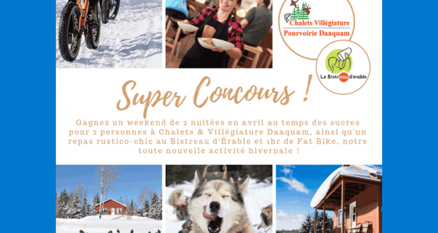 Weekend pour 2 à Chalets & Villégiature Daaquam