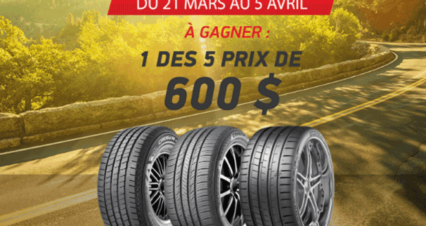 Gagnez l’un des 5 crédits de 600$ pour vos pneus d’été