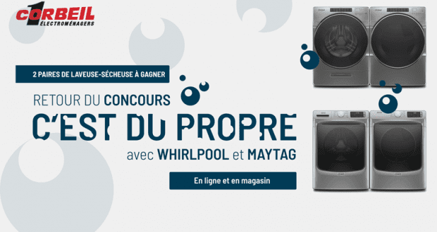 Gagnez un Ensemble laveuse sécheuse Whirlpool (2360 $)