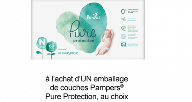 Coupon de 3$ à l’achat d’UN emballage de couches Pampers