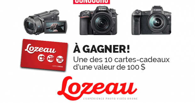 10 cartes-cadeaux Lozeau d'une valeur de 100$ chacune