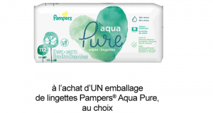 Coupon de 1$ à l’achat d’un emballage de lingettes Pampers Aqua Pure