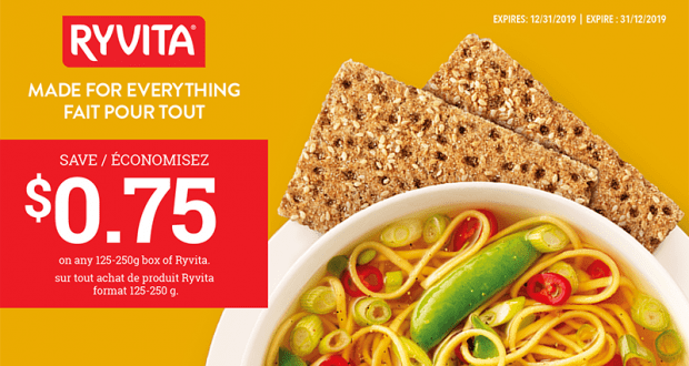 Coupon de 0.75 $ sur tout produit Ryvita