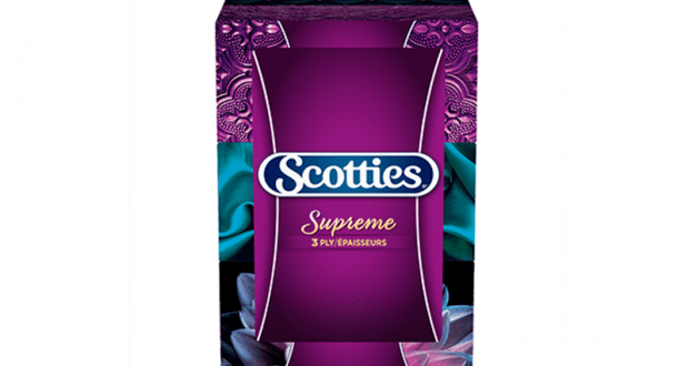 Coupon de 1$ sur un emballage de mouchoirs Scotties