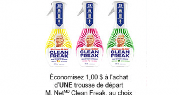 Coupon de 1$ à l’achat d’1 trousse de départ M. Net Clean Freak