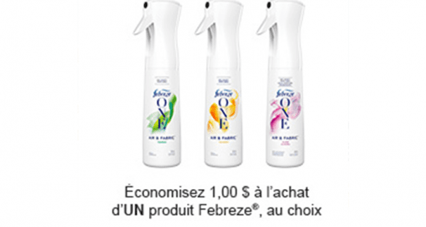 Coupon de 1$ à l’achat d’UN produit Febreze au choix