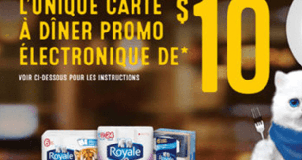 Obtenez une carte à dîner promo électronique de 10$