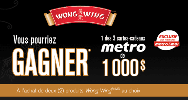 1 des 3 carte-cadeaux Metro de 1 000$ chacune