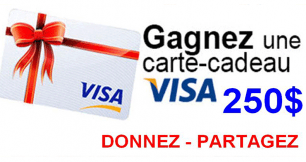 Carte-cadeau Visa de 250 $