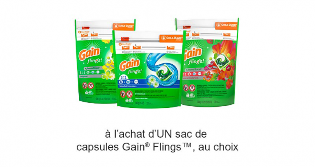 Coupon de 1$ à l’achat d’un sac de capsules Gain Flings