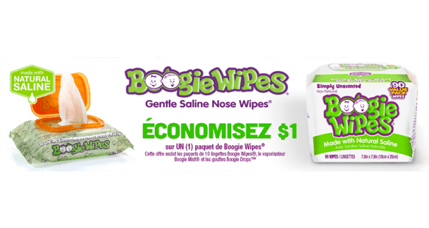 Coupon de 1$ sur Un paquet de Boogie Wipes Lingettes