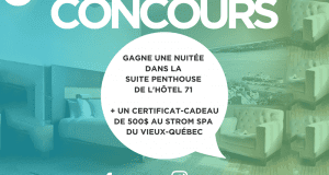 Une nuitée dans la Suite Penthouse de Hotel 71 + 500$ au Strøm spa