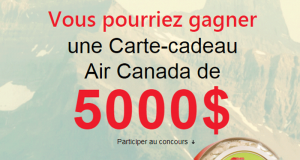 Carte-cadeau Air Canada de 5000$