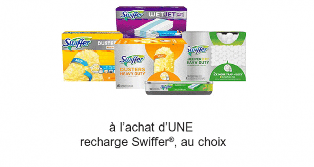 Coupon de 1$ à l’achat d’une recharge Swiffer au choix