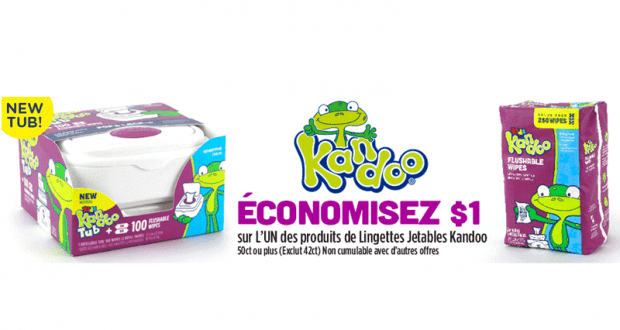 Coupon de 1$ sur les Lingettes Kandoo