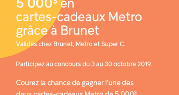 Gagnez 2 cartes-cadeaux Metro de 5 000 $ chacune