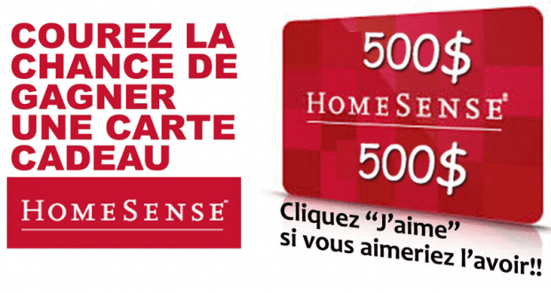 3 cartes-cadeaux Homesense de 500$ chacune