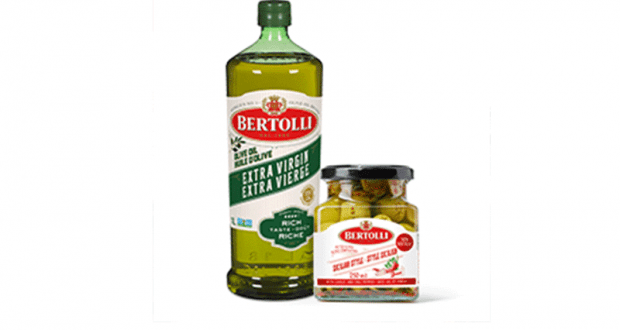 Coupon de 0.75 $ sur l'Huile d'olive et olives de table Bertolli