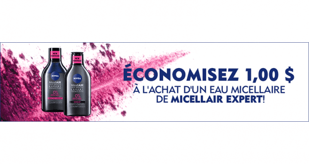 Coupon de 1$ sur un produit d’eau micellaire Nivea