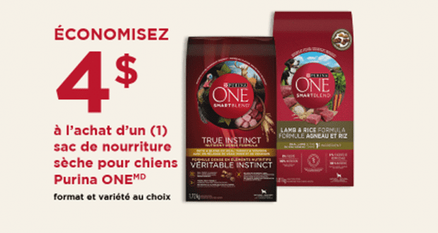 Coupon de 4 $ à l’achat de nourriture Purina ONE