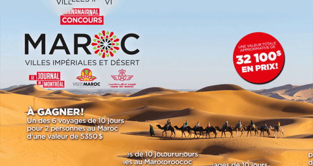 Gagnez 6 voyages de 10 jours pour 2 personnes au Maroc