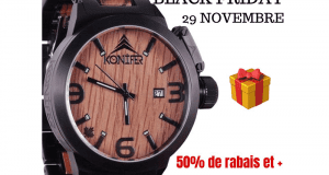 Une Montre KONIFER KARBON BLACK ET ZEBRAWOOD