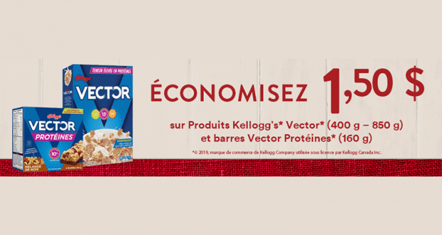 Coupon de 1.50$ sur les produits Kellogg’s Vector