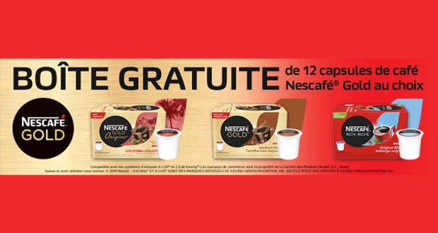 Obtenez gratuitement une boîte de 12 capsules de café Nescafé Gold