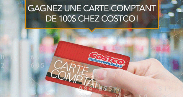 5 cartes comptant COSTCO d'une valeur de 100 $