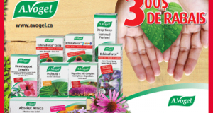 Coupon de 3$ valide à l’achat de 2 remèdes A.Vogel