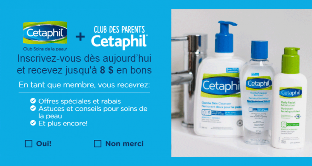 Obtenez 8$ en coupons rabais sur les produits Cetaphil