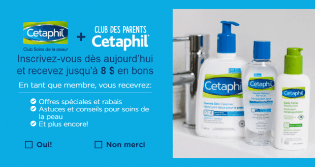 Obtenez 8$ en coupons rabais sur les produits Cetaphil