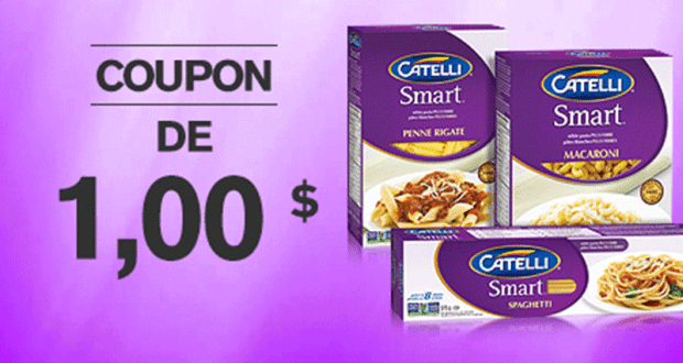 Coupon rabais de 1$ sur les pâtes Catelli Smart