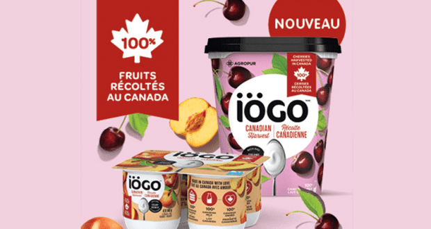 Coupon de 1$ sur tous produits IOGOs Récolte Canadienne