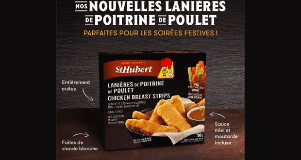 Coupon de 2$ à l’achat de lanières de poitrine de poulet St-Hubert