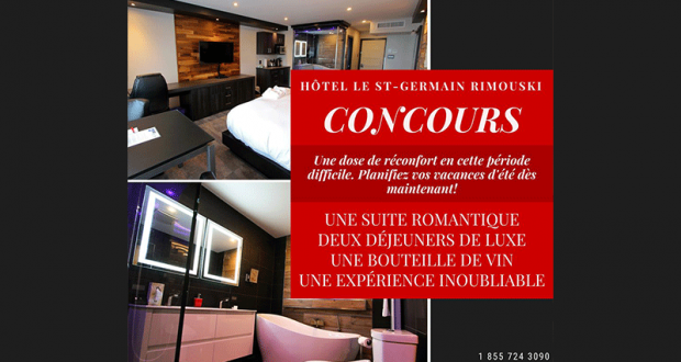 Nuitée dans une suite romantique à l'Hôtel Le Saint-Germain Rimouski
