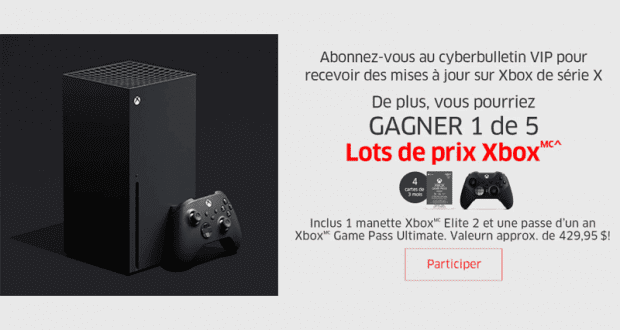 Gagnez 1 des 5 lots de prix XBOX