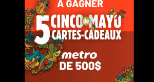 5 cartes-cadeaux Métro de 500$