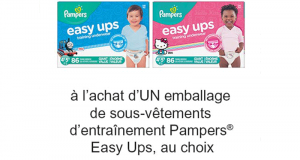 Coupon de 2$ à l’achat d’UN emballage Pampers Easy Ups
