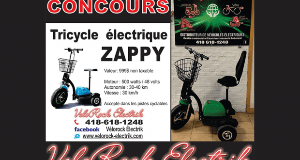 Un tricycle électrique ZAPPY pour adulte (Valeur de 999$)