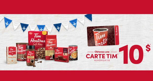 Carte Tim Hortons de 10$ gratuite