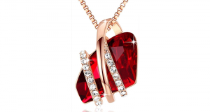 Collier Swarovski Elements Crystal Ruby Red de Bijoux Leafael