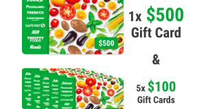 Une carte-cadeau de 500$ et 5 cartes-cadeaux de 100$