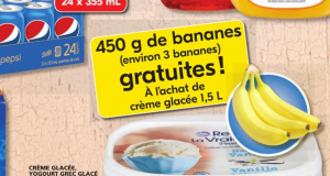 450g de bananes gratuites à l'achat de Crème glacée