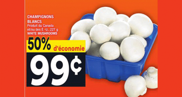 50% d'économie sur CHAMPIGNONS BLANCS