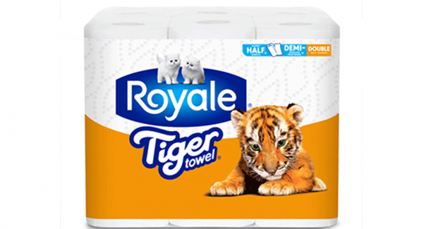 Emballage de 6 rouleaux de papier Royale Tiger Towel à 2.99$